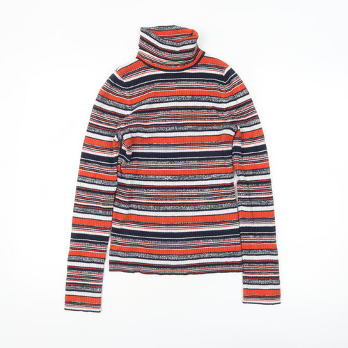 ASOS Women's Multicoloured Roll Neck Striped Jumper Size 4