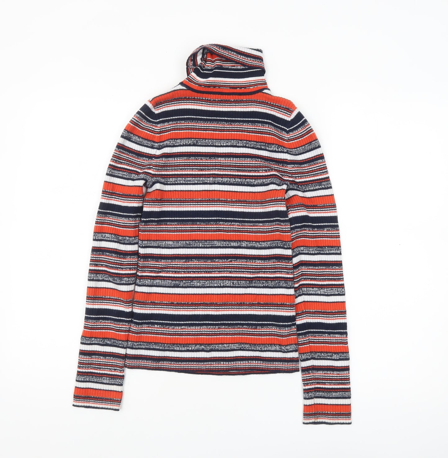 ASOS Women's Multicoloured Roll Neck Striped Jumper Size 4