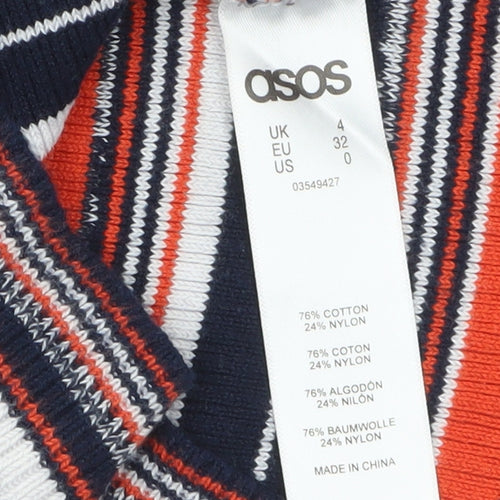 ASOS Women's Multicoloured Roll Neck Striped Jumper Size 4