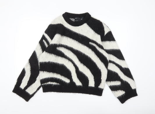 ASOS DESIGN Women’s Black Zebra Knit Pullover Jumper Size S