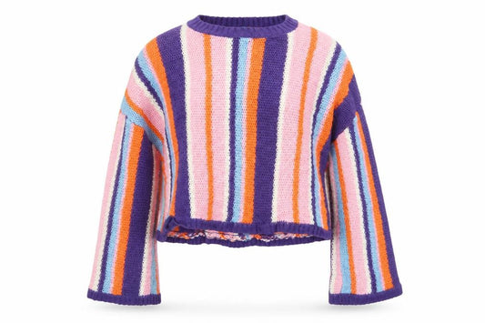 Front view of ASOS Women’s Multicoloured Striped Knit Jumper UK 10 Acrylic