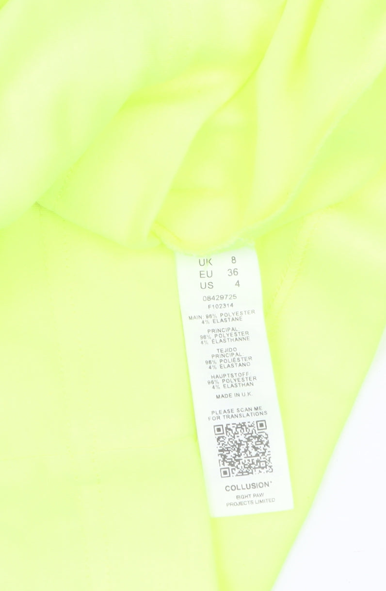Collusion Womens Yellow Roll Neck Long Sleeve Slim Fit Top Size 8