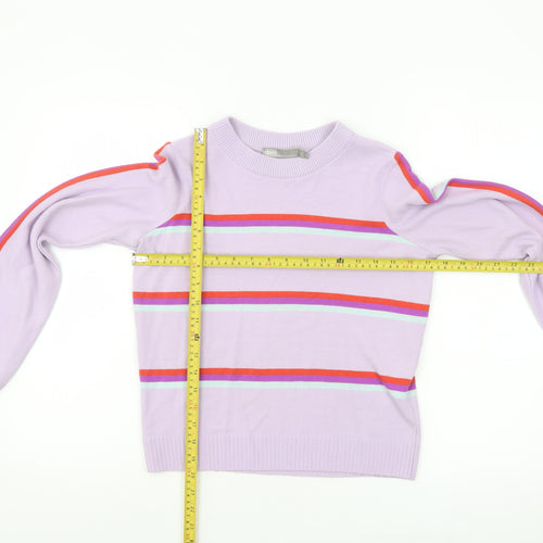 ASOS Women Purple Striped Crew Neck Long Sleeve Pullover Jumper Size 4
