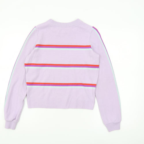 ASOS Women Purple Striped Crew Neck Long Sleeve Pullover Jumper Size 4