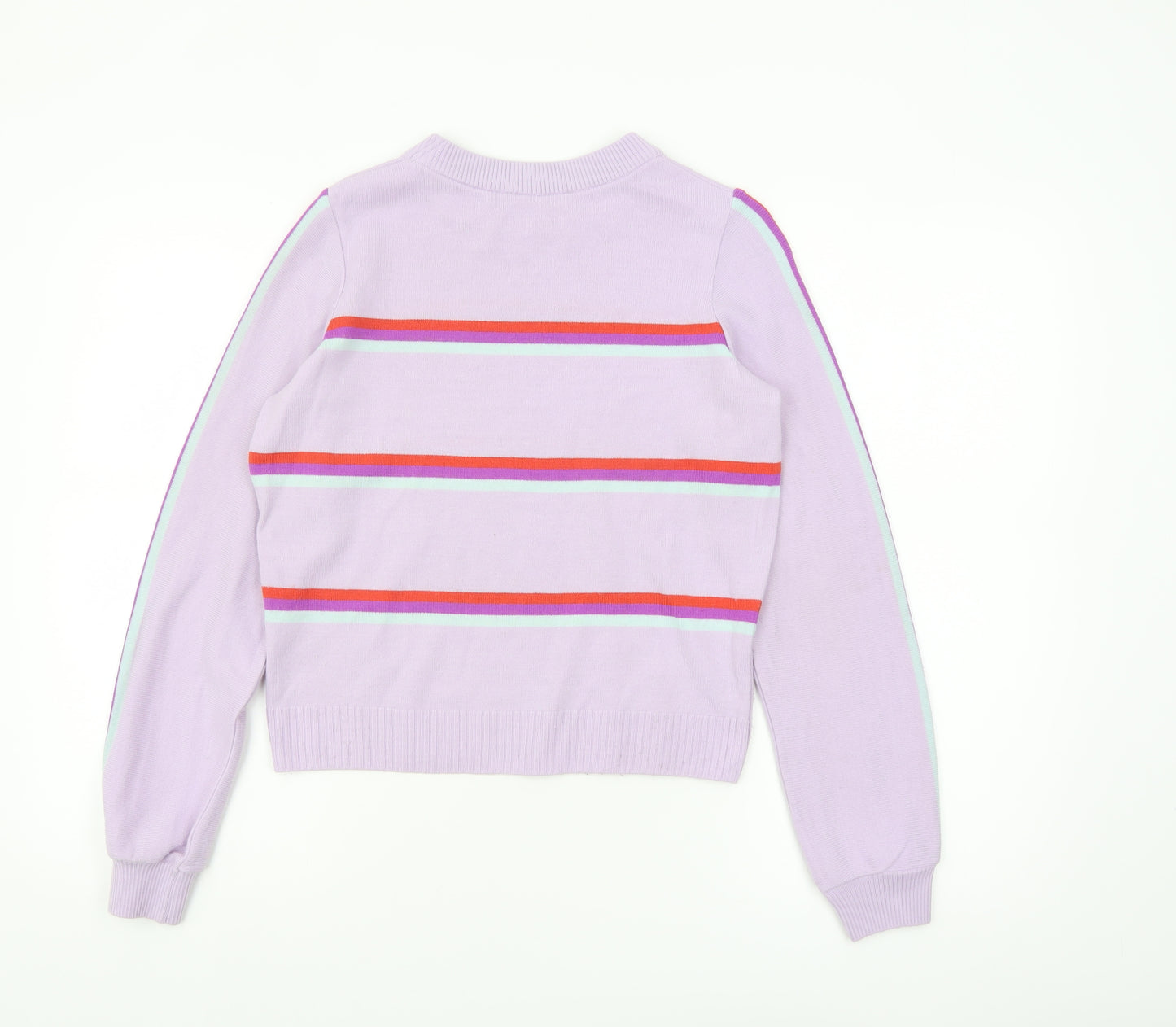 ASOS Women Purple Striped Crew Neck Long Sleeve Pullover Jumper Size 4