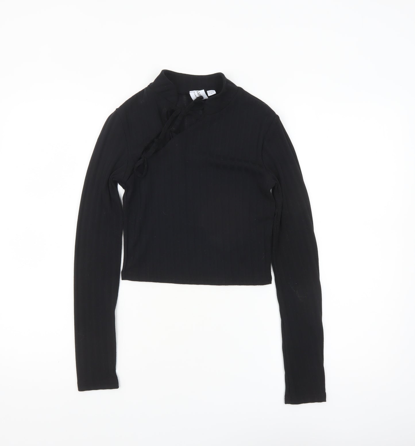 ASOS DESIGN Women’s Black Cropped High Neck Long Sleeve Top Size 8