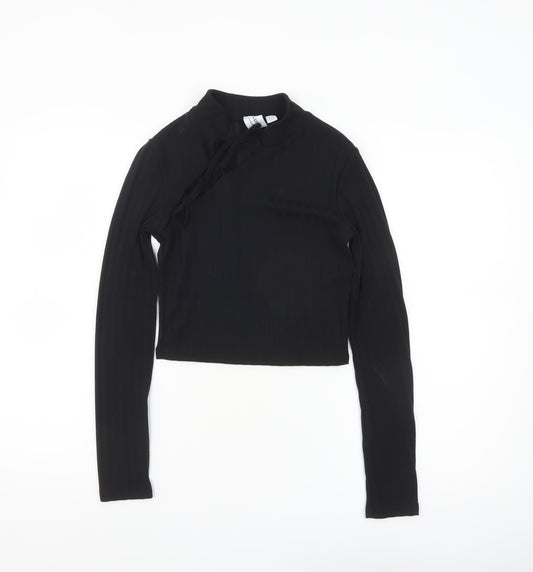 ASOS DESIGN Women’s Black Cropped High Neck Long Sleeve Top Size 8