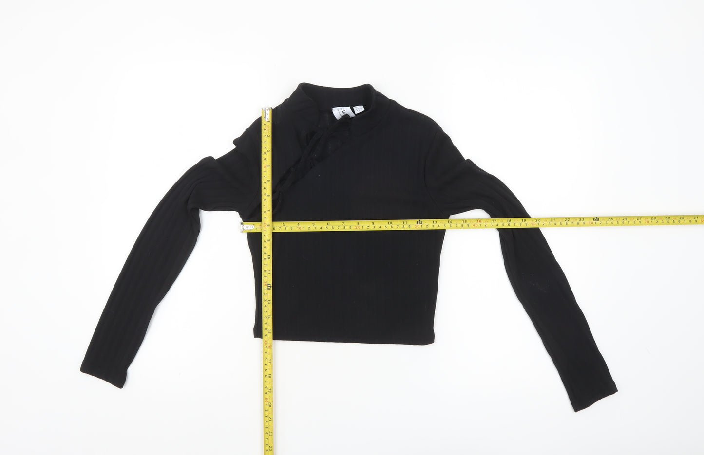 ASOS DESIGN Women’s Black Cropped High Neck Long Sleeve Top Size 8