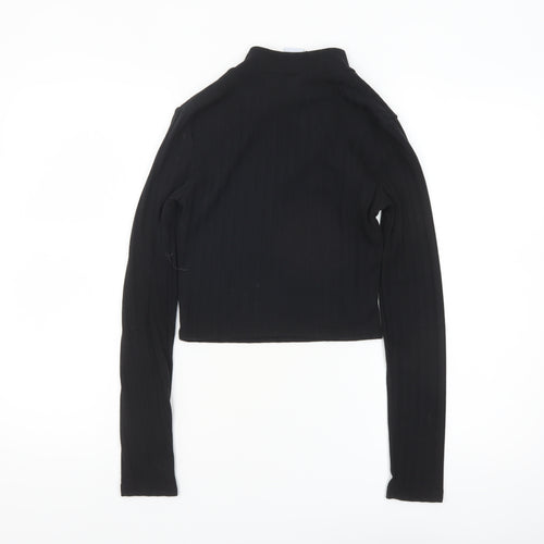ASOS DESIGN Women’s Black Cropped High Neck Long Sleeve Top Size 8