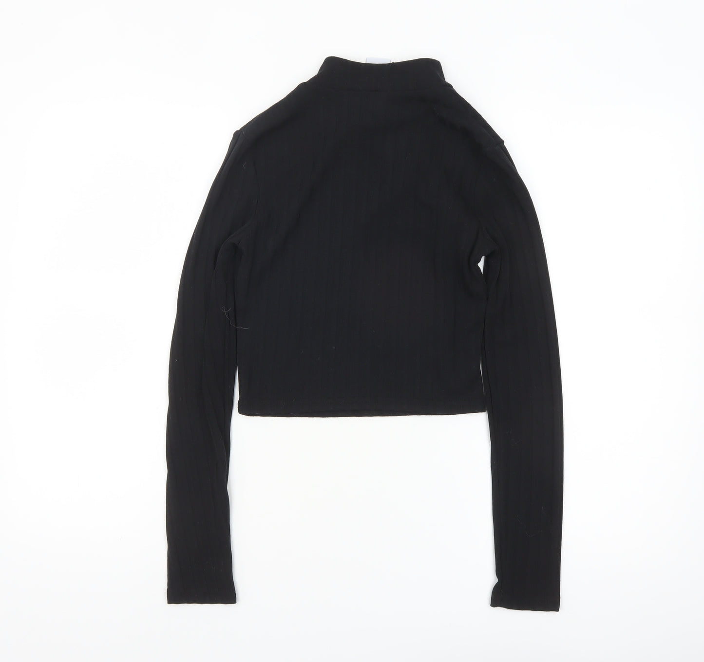 ASOS DESIGN Women’s Black Cropped High Neck Long Sleeve Top Size 8