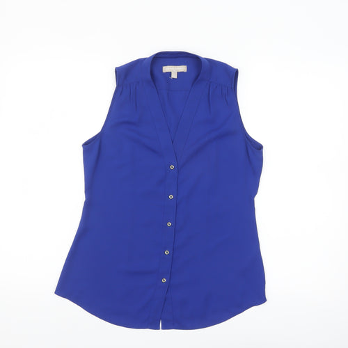 Banana Republic Women's Blue Sleeveless Button Blouse Size 2