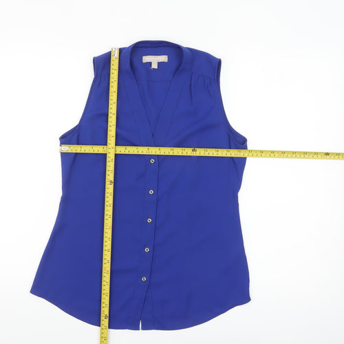 Banana Republic Women's Blue Sleeveless Button Blouse Size 2