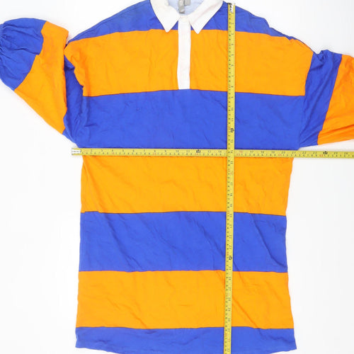 ASOS Women's Blue Orange Collared Striped Shirt Dress Size 8