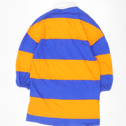 ASOS Women's Blue Orange Collared Striped Shirt Dress Size 8