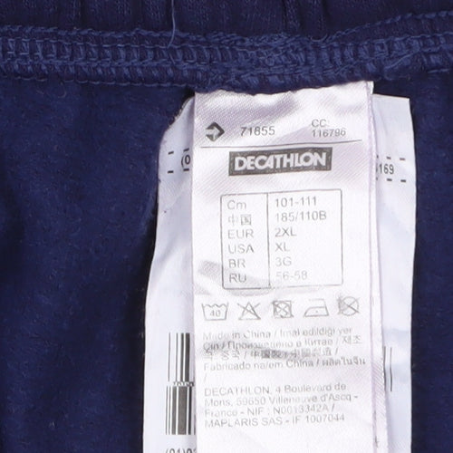 Decathlon Men's Blue 2XL Fleece Sweatpants with Elastic Waist