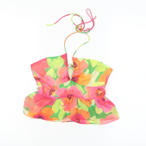 Bershka Women’s Multicoloured Floral Halter Camisole Top Size 10