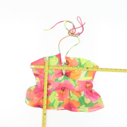 Bershka Women’s Multicoloured Floral Halter Camisole Top Size 10