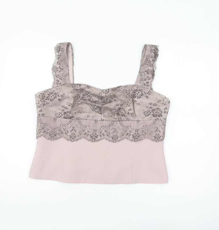 Presen De Luxe Women's Beige Lace Camisole Formal Top UK 18