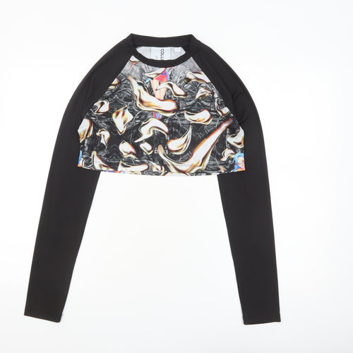 Collusion Women’s Multicoloured Cropped Long Sleeve Raglan Top S