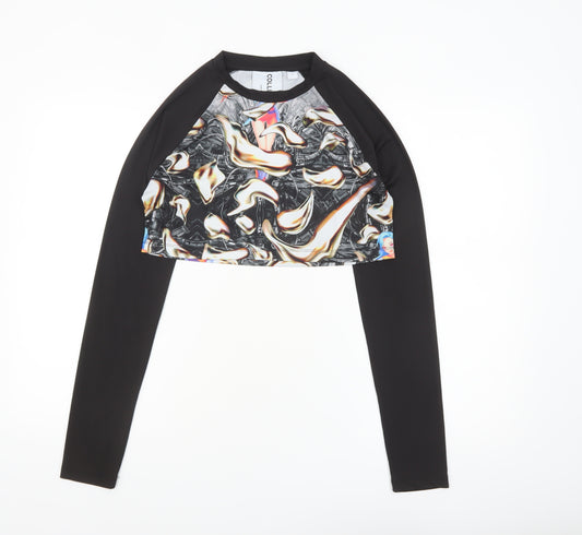 Collusion Women’s Multicoloured Cropped Long Sleeve Raglan Top S