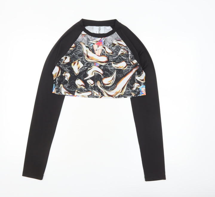 Collusion Women’s Multicoloured Cropped Long Sleeve Raglan Top S