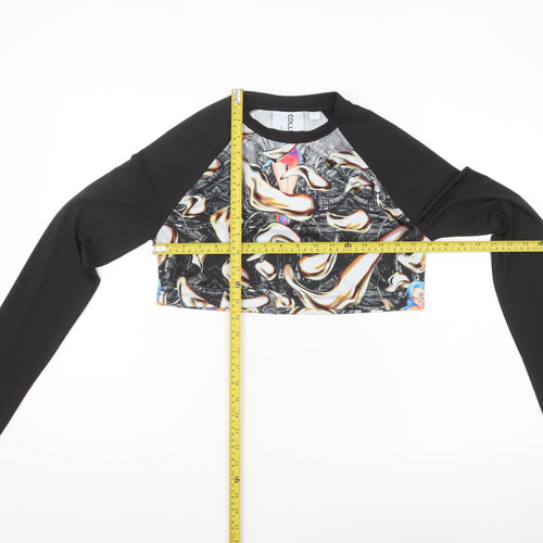 Collusion Women’s Multicoloured Cropped Long Sleeve Raglan Top S