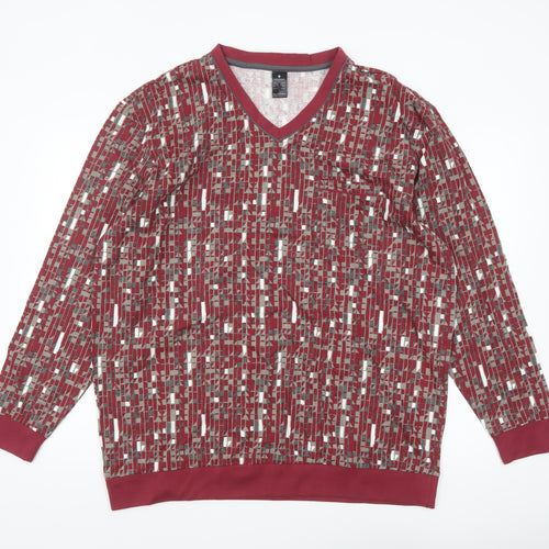 Wäschepur Men’s Red Geometric Cotton Long Sleeve Top 3XL Regular