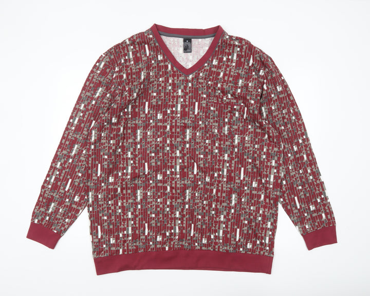 Wäschepur Men’s Red Geometric Cotton Long Sleeve Top 3XL Regular