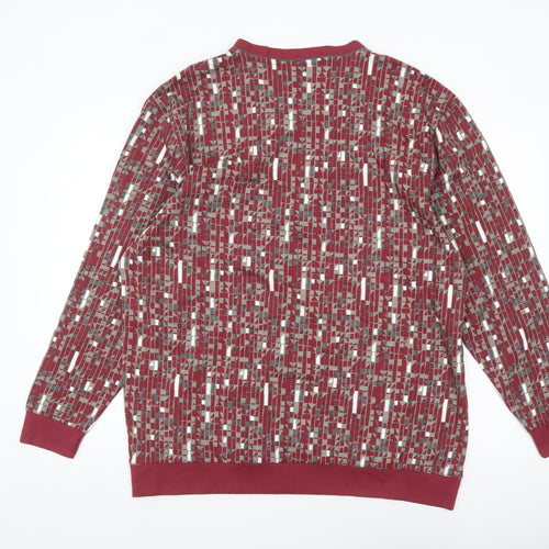 Wäschepur Men’s Red Geometric Cotton Long Sleeve Top 3XL Regular