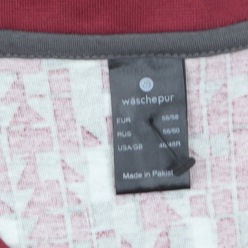 Wäschepur Men’s Red Geometric Cotton Long Sleeve Top 3XL Regular