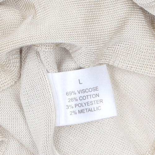 Linea Women’s Beige Bohemian Knit Blouse L Flared 3/4 Sleeve