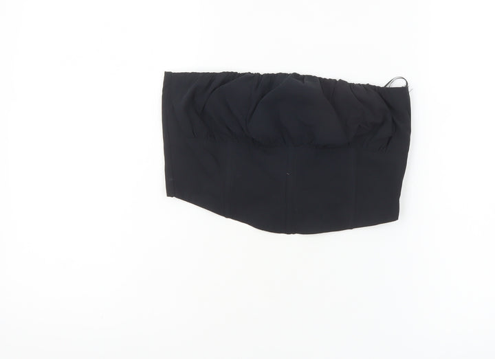 Bershka Women's Black 100% Cotton Strapless Camisole Top Size 12