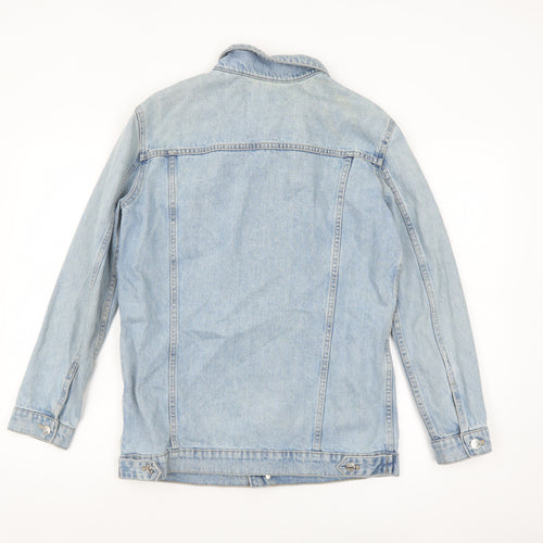 Mango Women Blue Denim Basic Jacket XS Button Front Classic Style