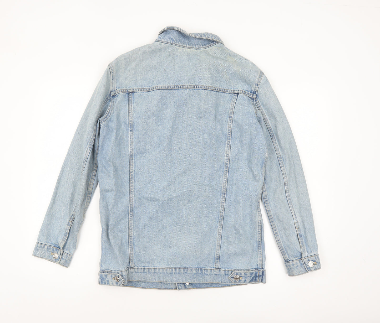 Mango Women Blue Denim Basic Jacket XS Button Front Classic Style