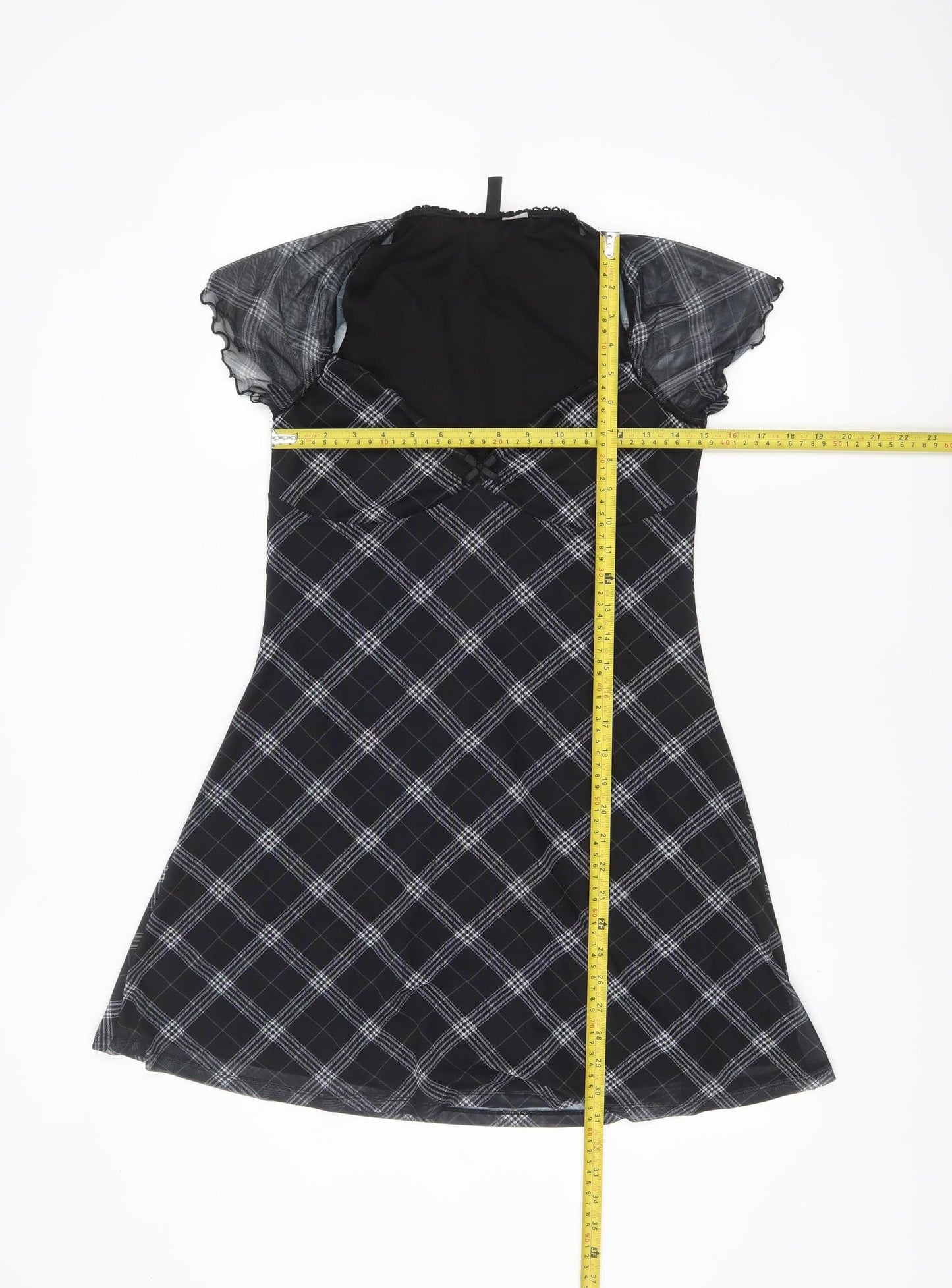 H&M Divided Women’s Black Check A-Line Short Dress Size 12