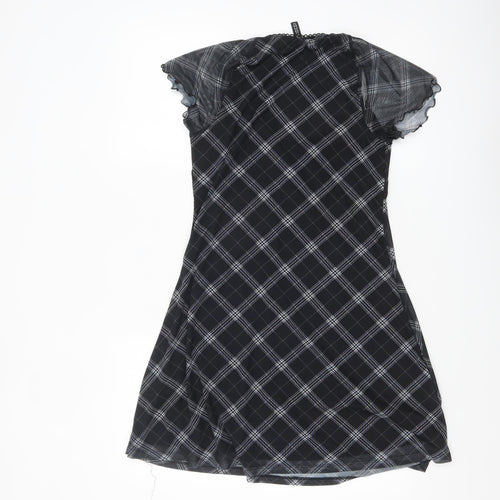 H&M Divided Women’s Black Check A-Line Short Dress Size 12