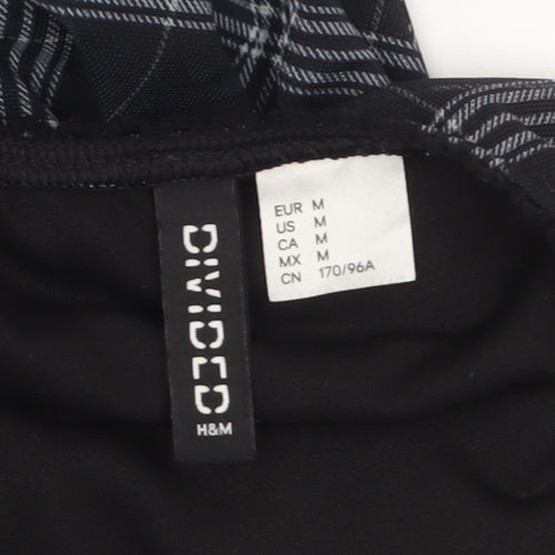 H&M Divided Women’s Black Check A-Line Short Dress Size 12