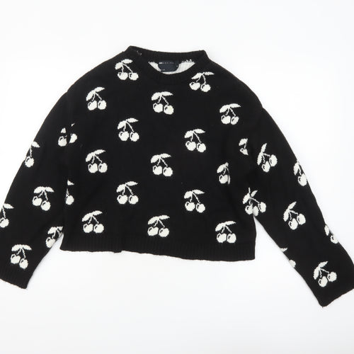 ASOS Women’s Black Cherry Print Knit Pullover Jumper XS