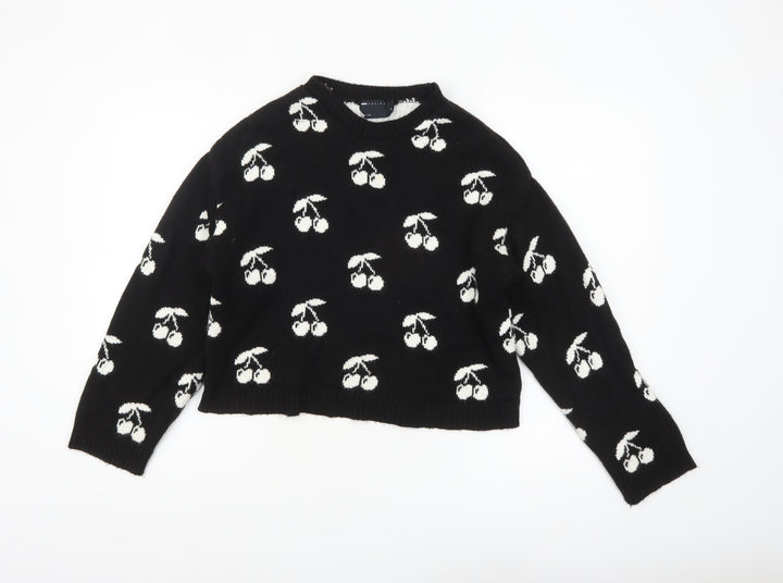 ASOS Women’s Black Cherry Print Knit Pullover Jumper XS