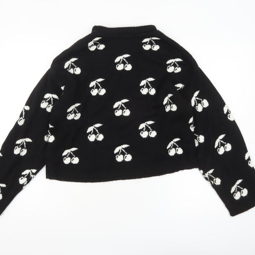 ASOS Women’s Black Cherry Print Knit Pullover Jumper XS