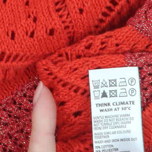 Marks and Spencer Women’s Red Open Knit Tasselled Sleeveless Vest S