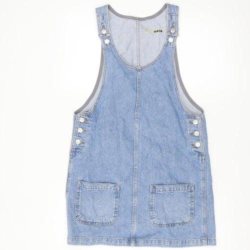 Topshop Women’s Blue Denim Pinafore Dress Size 8 Casual Sleeveless