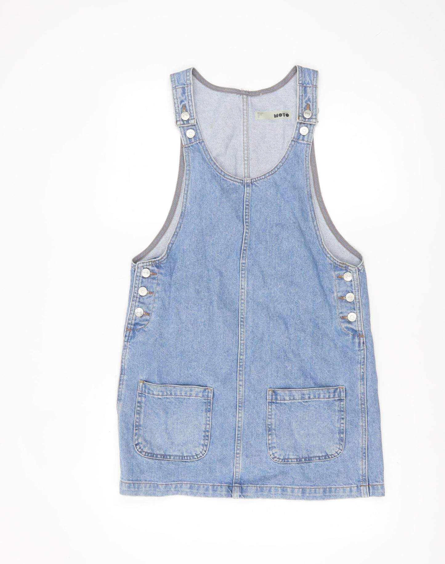 Topshop Women’s Blue Denim Pinafore Dress Size 8 Casual Sleeveless