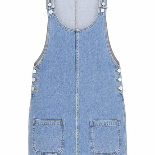 Topshop Women’s Blue Denim Pinafore Dress Size 8 Casual Sleeveless