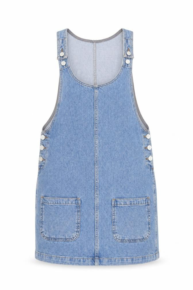 Topshop Women’s Blue Denim Pinafore Dress Size 8 Casual Sleeveless