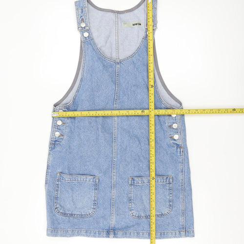 Topshop Women’s Blue Denim Pinafore Dress Size 8 Casual Sleeveless