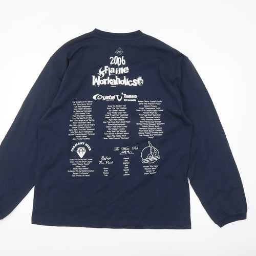 Pyramid Mens Blue Long Sleeve 2006 Graphic Cotton Top L
