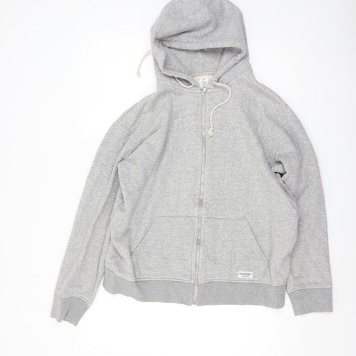 Head Porter Plus Mens Grey Full Zip Hoodie L Fleece Cotton Blend
