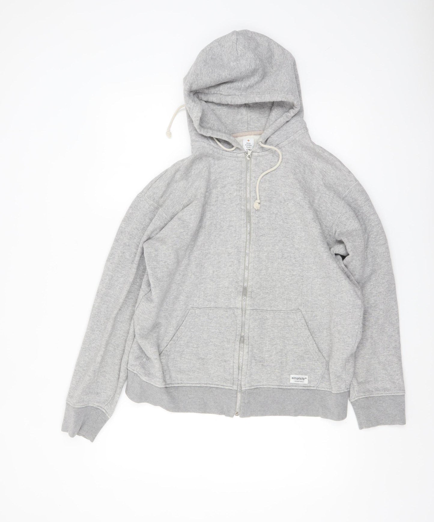 Head Porter Plus Mens Grey Full Zip Hoodie L Fleece Cotton Blend