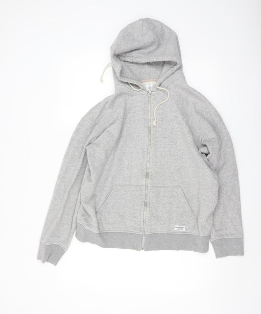 Head Porter Plus Mens Grey Full Zip Hoodie L Fleece Cotton Blend